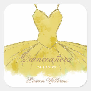 Gouden Glitter Gown Quinceanera Sticker