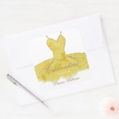 Gouden Glitter Gown Quinceanera Sticker (Envelop)