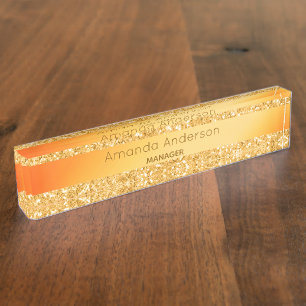 Gouden glitter gradiënt glam naambordje