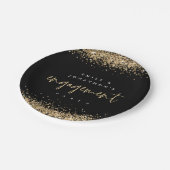 Gouden Glitter Grenzen Namen Engagement Party Zwar Papieren Bordje (Gekanteld)