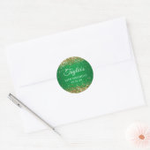 Gouden Glitter Groen 50ste verjaardag Ronde Sticker (Envelop)