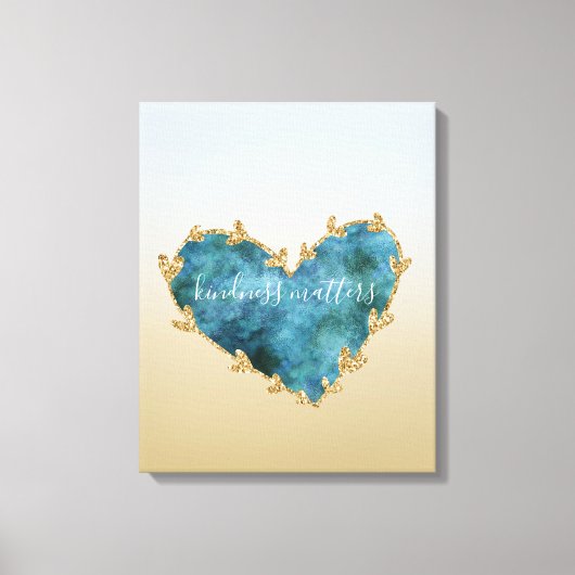Gouden Glitter Groen Blauwgroen Aqua Blue Earth Ha Canvas Afdruk (Voorkant)