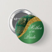 Gouden Glitter Groen Metallic Moeder van de Bruid Ronde Button 5,7 Cm (Voorkant /achterkant)