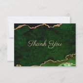 Gouden Glitter Groene Agaat Bruiloft Bedankkaart (Voorkant)