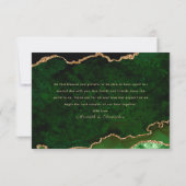 Gouden Glitter Groene Agaat Bruiloft Bedankkaart (Achterkant)