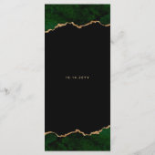 Gouden Glitter Groene Agaat Bruiloft Menu (Achterkant)