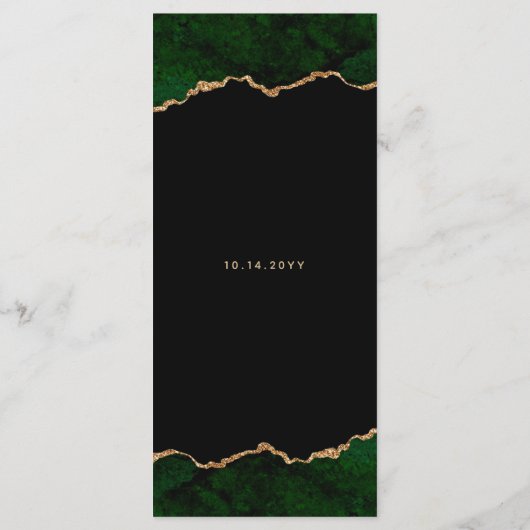 Gouden Glitter Groene Agaat Bruiloft Menu (Achterkant)