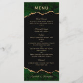 Gouden Glitter Groene Agaat Bruiloft Menu (Voorkant)