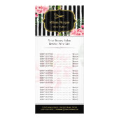 Gouden Glitter Hair Salon Roze Bloemen Prijslijst Reclamekaart (Voorkant)