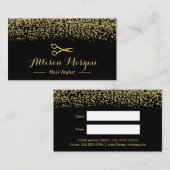 Gouden Glitter Hair Stylist Schaar Afspraak Afsprakenkaartje (Voorkant / Achterkant)