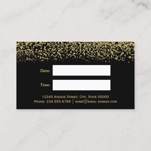 Gouden Glitter Hair Stylist Schaar Afspraak Afsprakenkaartje (Achterkant)