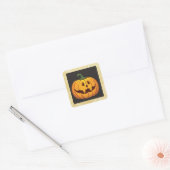 Gouden Glitter Halloween Pompoen Vierkante Sticker (Envelop)