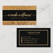 Gouden Glitter Handgeschreven Kalligrafie Visiteka Visitekaartje (Voorkant / Achterkant)
