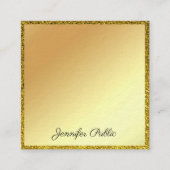Gouden Glitter Handgeschreven Script Modern Elegan Vierkante Visitekaartje (Voorkant)