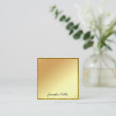 Gouden Glitter Handgeschreven Script Modern Elegan Vierkante Visitekaartje (Staand voorkant)