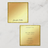 Gouden Glitter Handgeschreven Script Modern Elegan Vierkante Visitekaartje (Voorkant / Achterkant)