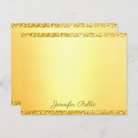 Gouden Glitter Handgeschreven Sjabloon Script Teks (Voorkant / Achterkant)