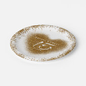 Gouden Glitter Hart 15 Quinceincera Party Borden Papieren Bordje (Gekanteld)