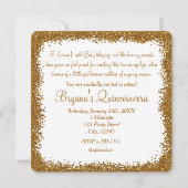 Gouden Glitter Hart 15 Quinceincera Uitnodigingen (Achterkant)