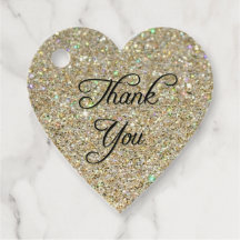 Gouden Glitter Hart Bedank Tag