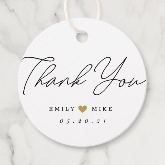 Gouden Glitter Hart Bruiloft Dank u Ronde Bedankjes Labels (Voorkant)