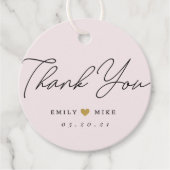 Gouden Glitter Hart Bruiloft Dank u Roze Bedankjes Labels (Voorkant)