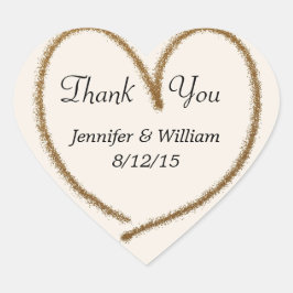 Gouden Glitter Hart Custom Wedding Favor Sticker