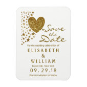 Gouden Glitter Hart en Sterren Bruiloft Save The D Magneet (Verticaal)