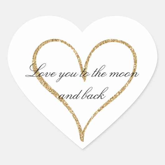 Gouden Glitter Hart Liefde Sticker (Voorkant)
