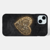 Gouden Glitter Hart op Zwarte Textuur Case-Mate iPhone Case (Achterkant (horizontaal))