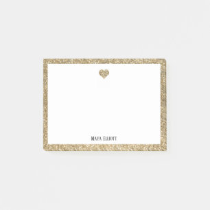 Gouden Glitter Hart & Rand met Wit Post-it® Notes