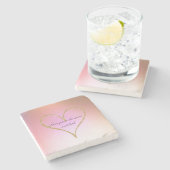 Gouden Glitter Hart Roze Ombre Liefde Stenen Onderzetter (Zijkant)