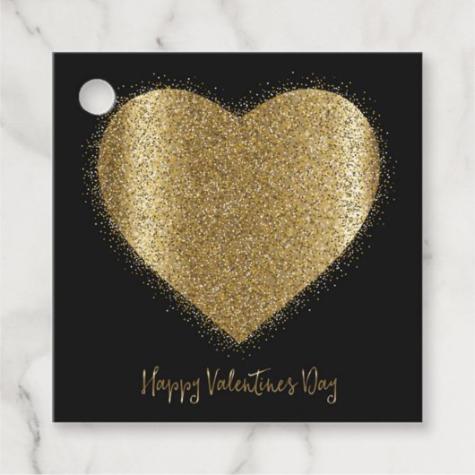 Gouden Glitter Hart Valentijnsdag Cadeau Favoriet  Bedankjes Labels (Voorkant)