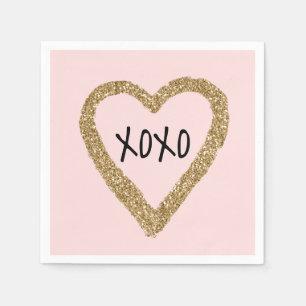 Gouden Glitter Hart XOXO Servet