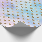 Gouden Glitter Harten Aqua Paarse Ombre Cadeaupapier (Hoek)