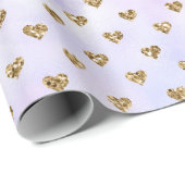 Gouden Glitter Harten Aqua Paarse Ombre Cadeaupapier (Rol Hoek)
