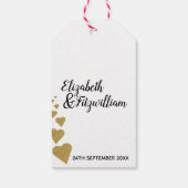 Gouden Glitter Harten Bruiloft Uitnodiging Label Cadeaulabel (Achterkant)