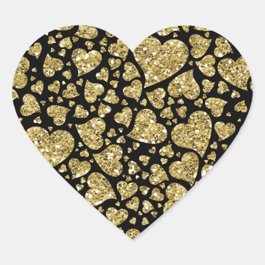 Gouden Glitter Harten Hart Sticker (Voorkant)