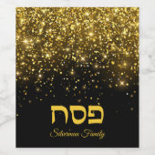 Gouden Glitter Hebreeuws Pascha Wijn Etiket (Enkel label)
