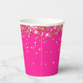 Gouden Glitter Heet Roze 40e Verjaardag Papieren Bekers (Rechts)