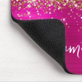 Gouden Glitter Heet Roze Glam Naam Muismat (Hoek)