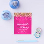 Gouden Glitter Heet Roze Ombre 60ste Verjaardag Flyer (Enkel)