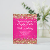 Gouden Glitter Heet Roze Ombre Fancy Monogram (Staand voorkant)