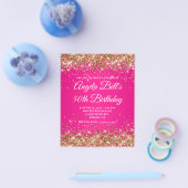 Gouden Glitter Heet Roze Ombre Fancy Monogram Flyer (Enkel)