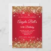 Gouden Glitter Helderrode Ombre Fancy Monogram Kaart (Voorkant)