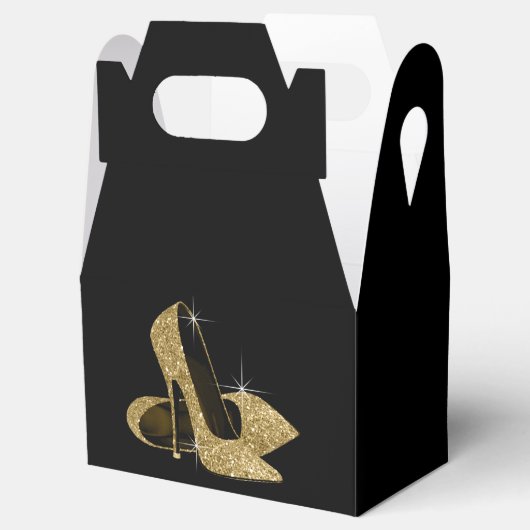 Gouden Glitter High Heel Schoen Bedankdoosjes (Geopend)
