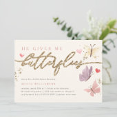 Gouden glitter Hij geeft me vlinders Vrijgezellenf Kaart (Staand voorkant)