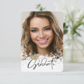 Gouden Glitter Hoed, Bokeh Foto Afstuderen Kaart (Staand voorkant)