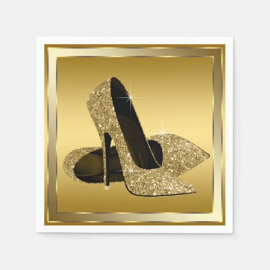 Gouden Glitter Hoge Hak Servet (Voorkant)