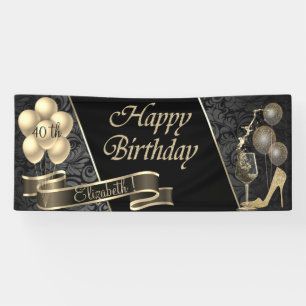 Gouden Glitter Hoge Hakken, Ballonnen, Glas, Damas Spandoek